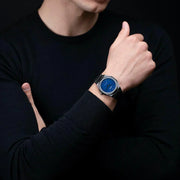 D1 Milano Ultra Thin Blue Dial Gray Steel Strap Watch for Men - D1-UTBJ12