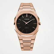 D1 Milano Ultra Thin Black Dial Gold Steel Strap Watch for Men - D1-UTBJ42
