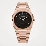 D1 Milano Ultra Thin Black Dial Gold Steel Strap Watch for Men - D1-UTBJ42