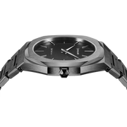 D1 Milano Ultra Thin Black Dial Gray Steel Strap Watch for Men - D1-UTBJ15