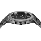 D1 Milano Ultra Thin Black Dial Gray Steel Strap Watch for Men - D1-UTBJ15