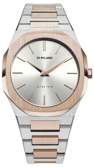 D1 Milano Ultra Thin Silver Dial Two Tone Strap Watch for Women - D1-UTBJ01