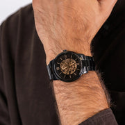 Fossil Neutra Automatic Skeleton Black Dial Black Steel Strap Watch for Men - ME3183
