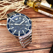 Emporio Armani Sea Explorer Meccanico Automatic Blue Dial Silver Steel Strap Watch For Men - AR60059