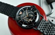 Emporio Armani Meccanico Automatic Black Dial Black Mesh Bracelet Watch For Men - AR60025
