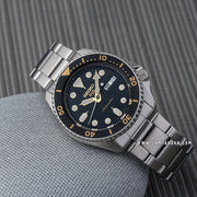 Seiko 5 Sports Automatic Black Dial Silver Steel Strap Watch For Men - SRPD57K1