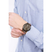 Fossil Forrester Chronograph Black Dial Brown Leather Strap Watch for Men - FS5608