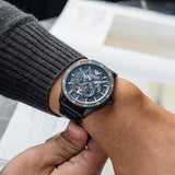 Emporio Armani Meccanico Automatic Black Dial Black Steel Strap Watch For Men - AR60054