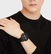 Hugo Boss Aeroliner Chronograph Black Dial Black Steel Strap Watch for Men - 1513180