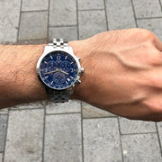 Tissot PRC 200 Chronograph Blue Dial Silver Steel Strap Watch For Men - T114.417.11.047.00