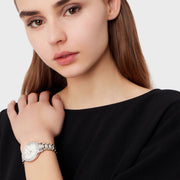 Emporio Armani Cleo Crystals Mother Of Pearl Dial Silver Steel Strap Watch For Women - AR11484