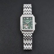 Emporio Armani Meccanico Automatic Green Dial Silver Steel Strap Watch For Men - AR60067