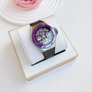 Guess Multifunction Analog Purple Dial Black Rubber Strap Watch For Women - GW0620L4