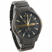 Armani Exchange Hampton Chronograph Black Dial Black Steel Strap Watch For Men - AX2121
