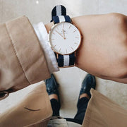 Daniel Wellington Classic Glasgow White Dial Two Tone NATO Strap Watch for Men - DW00100004