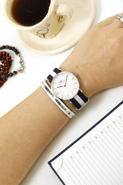 Daniel Wellington Classic Glasgow White Dial Two Tone NATO Strap Unisex Watch - DW00100047