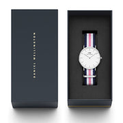 Daniel Wellington Classic Southampton White Dial Three Tone Nylon Strap Watch For Women - DW00100050