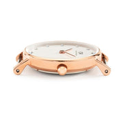 Daniel Wellington Classy St Mawes White Dial Brown Leather Strap Watch For Women - DW00100059