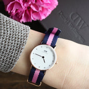 Daniel Wellington Classy Winchester White Dial Two Tone NATO Strap Watch For Women - DW00100065