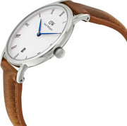 Daniel Wellington Dapper Durham Analog White Dial Brown Leather Strap Watch For Women - DW00100114