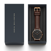 Daniel Wellington Classic St Mawes Black Dial Brown Leather Strap Watch For Men - DW00100124