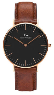 Daniel Wellington Classic Petite Bristol Black Dial Brown Leather Strap Watch For Women - DW00100221