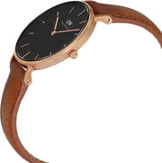 Daniel Wellington Classic Petite Durham Black Dial Brown Leather Strap Watch For Women - DW00100166
