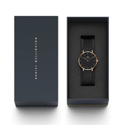 Daniel Wellington Petite Ashfield Black Dial Black Mesh Bracelet Watch Watch For Women - DW00100201