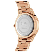 Daniel Wellington Iconic Link Black Dial Rose Gold Steel Strap Watch for Women - DW00100212