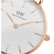 Daniel Wellington Classic Petite White Dial Rose Gold Mesh Bracelet Watch For Women - DW00100219