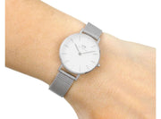 Daniel Wellington Petite Sterling White Dial Silver Mesh Bracelet Watch For Women - DW00100220