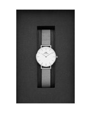 Daniel Wellington Petite Sterling White Dial Silver Mesh Bracelet Watch For Women - DW00100220