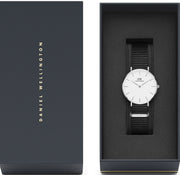 Daniel Wellington Classic Petite Cornwall White Dial Black NATO Strap Watch For Women - DW00100254