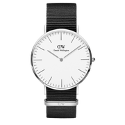Daniel Wellington Classic Petite Cornwall White Dial Black Nylon Strap Watch For Women - DW00100252