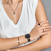 Daniel Wellington Petite Ashfield Black Dial Black Mesh Strap Watch for Women - DW00100307