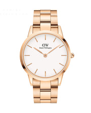 Daniel Wellington Iconic Link White Dial Gold Steel Strap Watch For Men - DW00100343