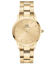 Daniel Wellington Iconic Link Unitone Gold Dial Gold Steel Strap Watch For Women - DW00100403