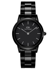 Daniel Wellington Iconic Link Ceramic Black Dial Black Steel Strap Watch For Women - DW00100414