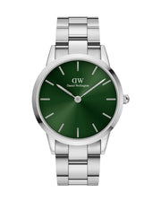 Daniel Wellington Iconic Link Emerald Green Dial Silver Steel Strap Watch For Men - DW00100427