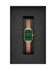 Daniel Wellington Quadro Melrose Green Dial Rose Gold Mesh Strap Watch For Women - DW00100437