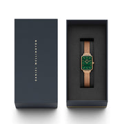 Daniel Wellington Quadro Melrose Green Dial Rose Gold Mesh Strap Watch For Women - DW00100437
