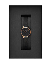 Daniel Wellington Classic Petite Pressed Ashfield Black Dial Black Mesh Bracelet Watch For Women - DW00100441