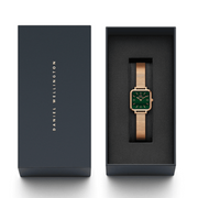 Daniel Wellington Quadro Studio Green Dial Rose Gold Mesh Strap Watch For Women - DW00100520