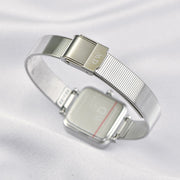 Daniel Wellington Quadro Studio Black Dial Silver Mesh Strap Watch For Women - DW00100522