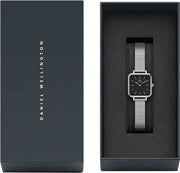 Daniel Wellington Quadro Studio Black Dial Silver Mesh Strap Watch For Women - DW00100522
