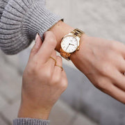 Daniel Wellington Iconic Link White Dial Rose Gold Steel Strap Watch For Women - DW00100209