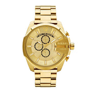 Diesel Mega Chief Chronograph Gold Dial Gold Steel Strap Watch For Men - DZ4360