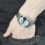 Diesel Mini Daddy Dual Time Silver Dial Stainless Steel Watch For Men - DZ7305