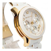 Michael Kors Runway Chronograph White Dial White Steel Strap Watch for Women - MK5145
