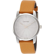 Calvin Klein City Silver Dial Orange Leather Strap Watch for Women - K2G231G6